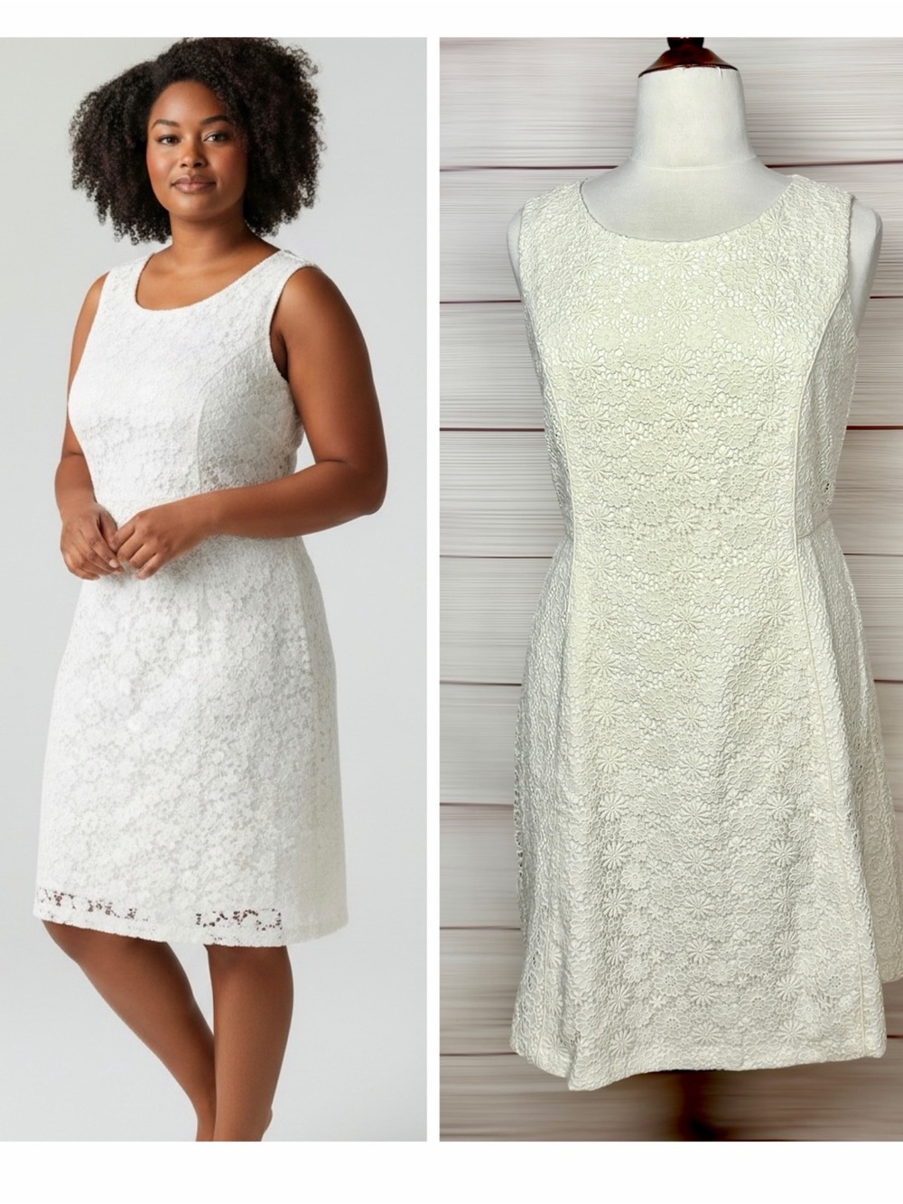 Talbots Ivory Floral Lace Dress Sleeveless Fit & Flare Cotton Blend NWT US 16
